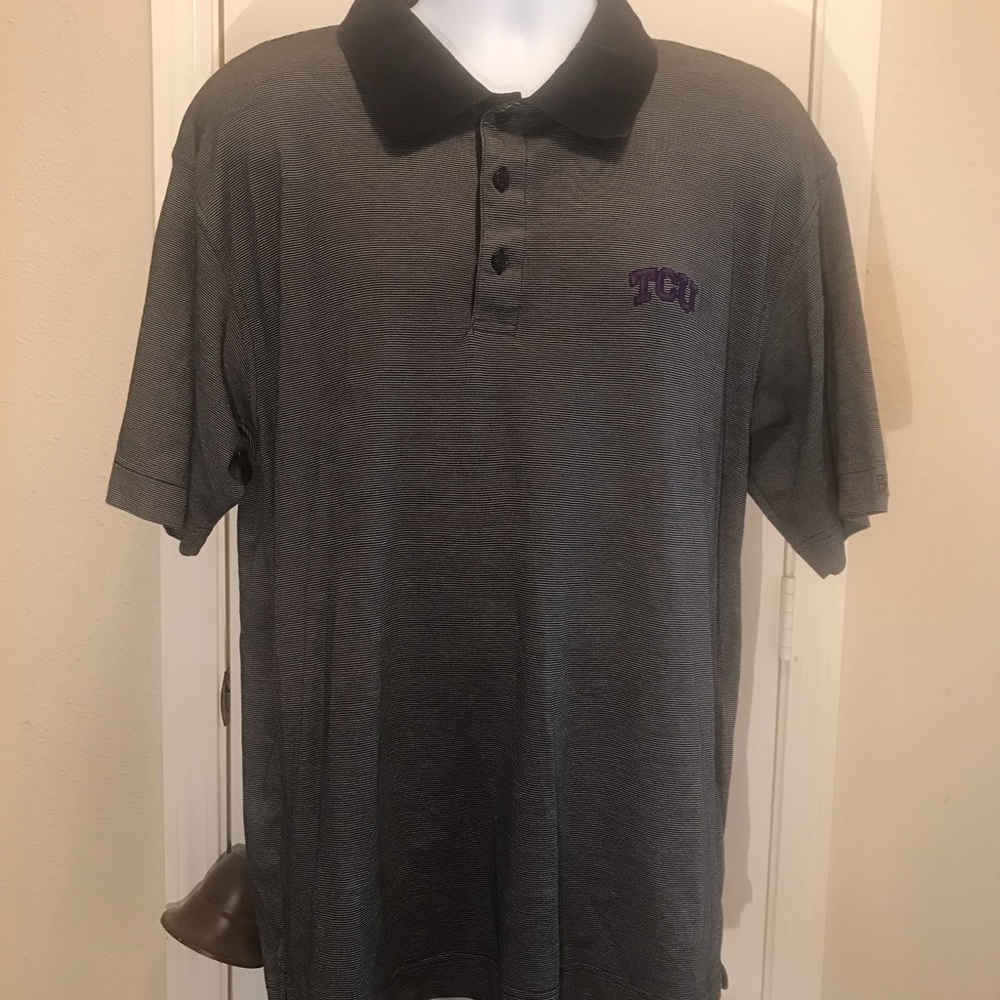 TCU CUTTER AND BUCK POLO GRAY LARGE